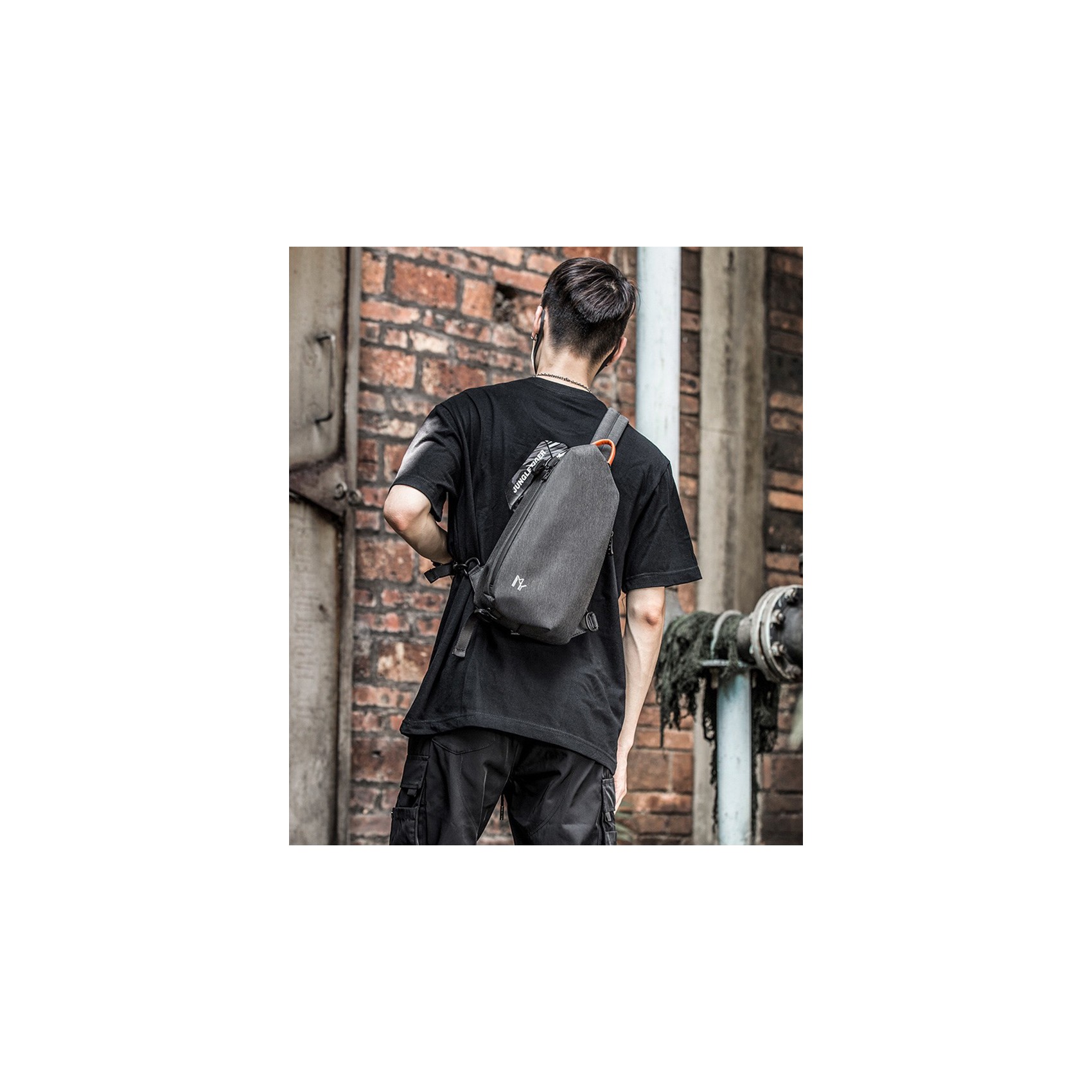 Мужская сумка-рюкзак слинг MY на одно плечо черная