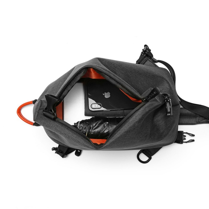 Мужская сумка-рюкзак слинг MY на одно плечо черная - 4 фото