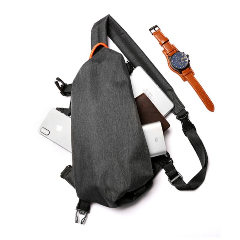 Мужская сумка-рюкзак слинг MY на одно плечо черная - 5 фото