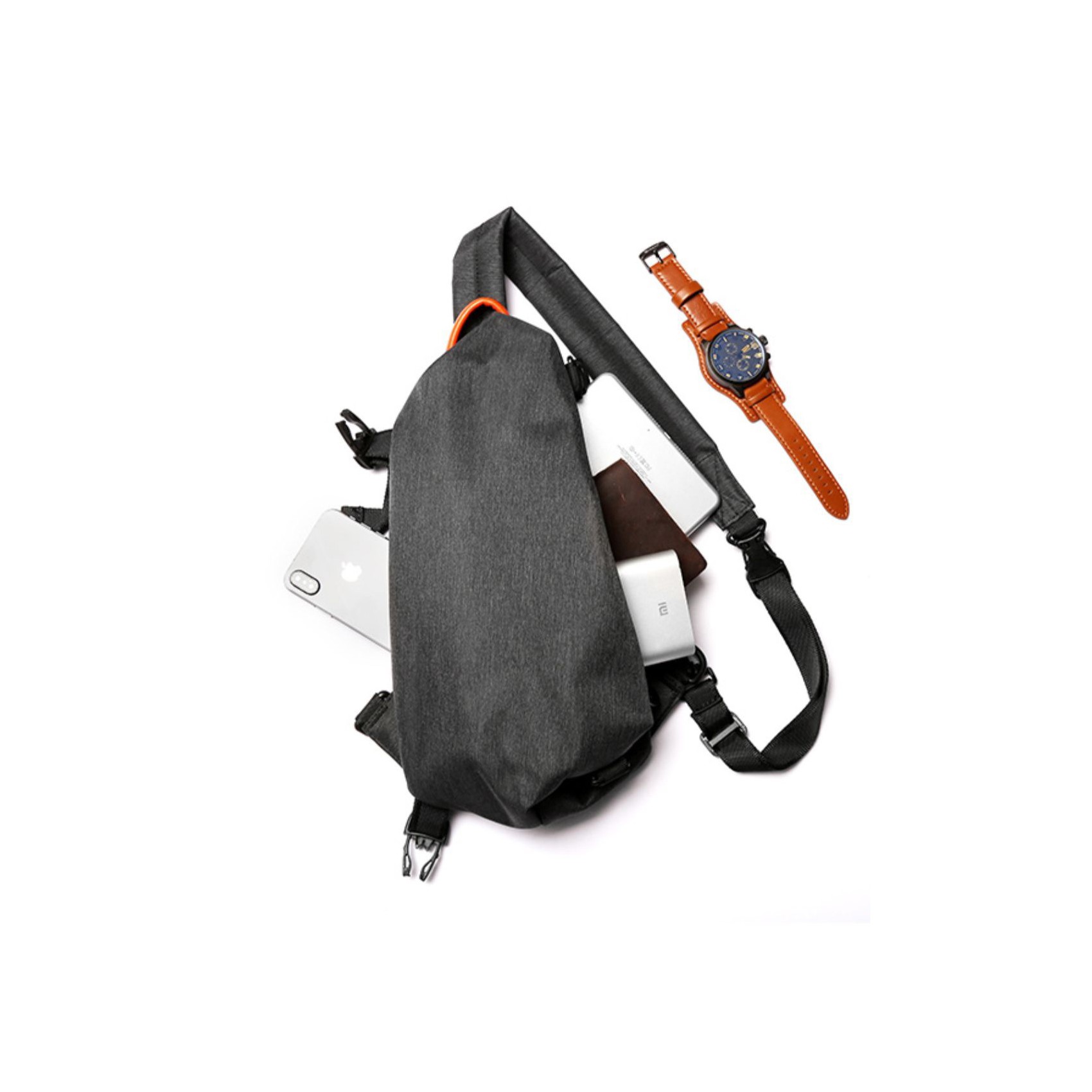 Чоловіча сумка-рюкзак слінг MY на одне плече чорна