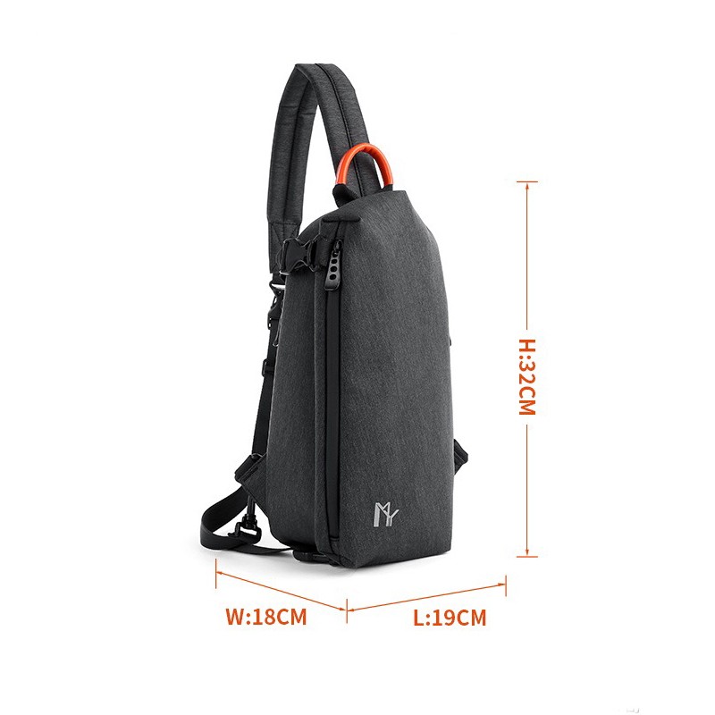 Мужская сумка-рюкзак слинг MY на одно плечо черная - 6 фото