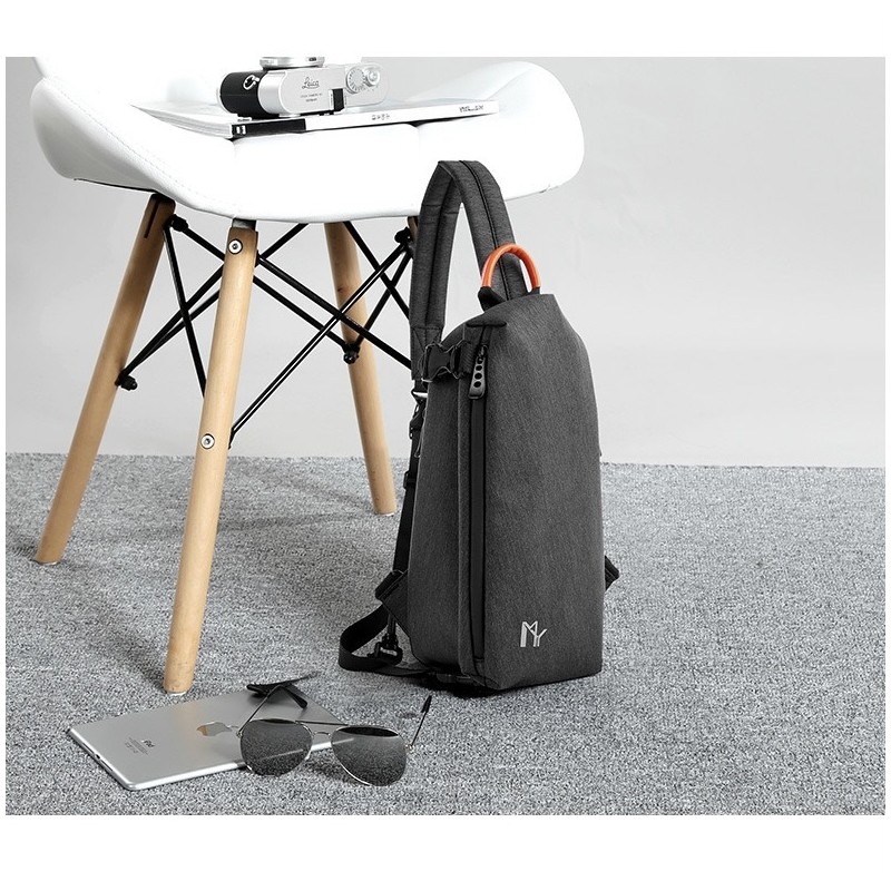 Чоловіча сумка-рюкзак слінг MY на одне плече чорна - 7 фото