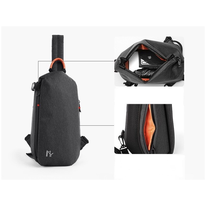 Чоловіча сумка-рюкзак слінг MY на одне плече чорна - 10 фото