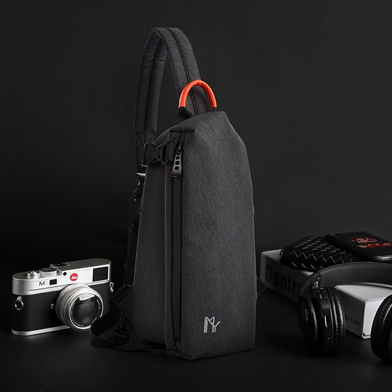 Мужская сумка-рюкзак слинг MY на одно плечо черная - 19 фото