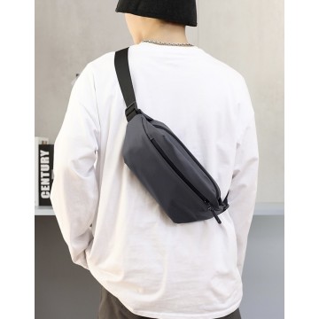 Сумка бананка на пояс серая Vincent фото