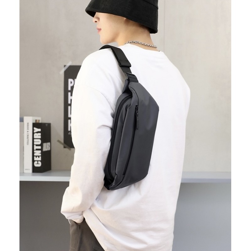 Сумка бананка на пояс серая Vincent - 3 фото