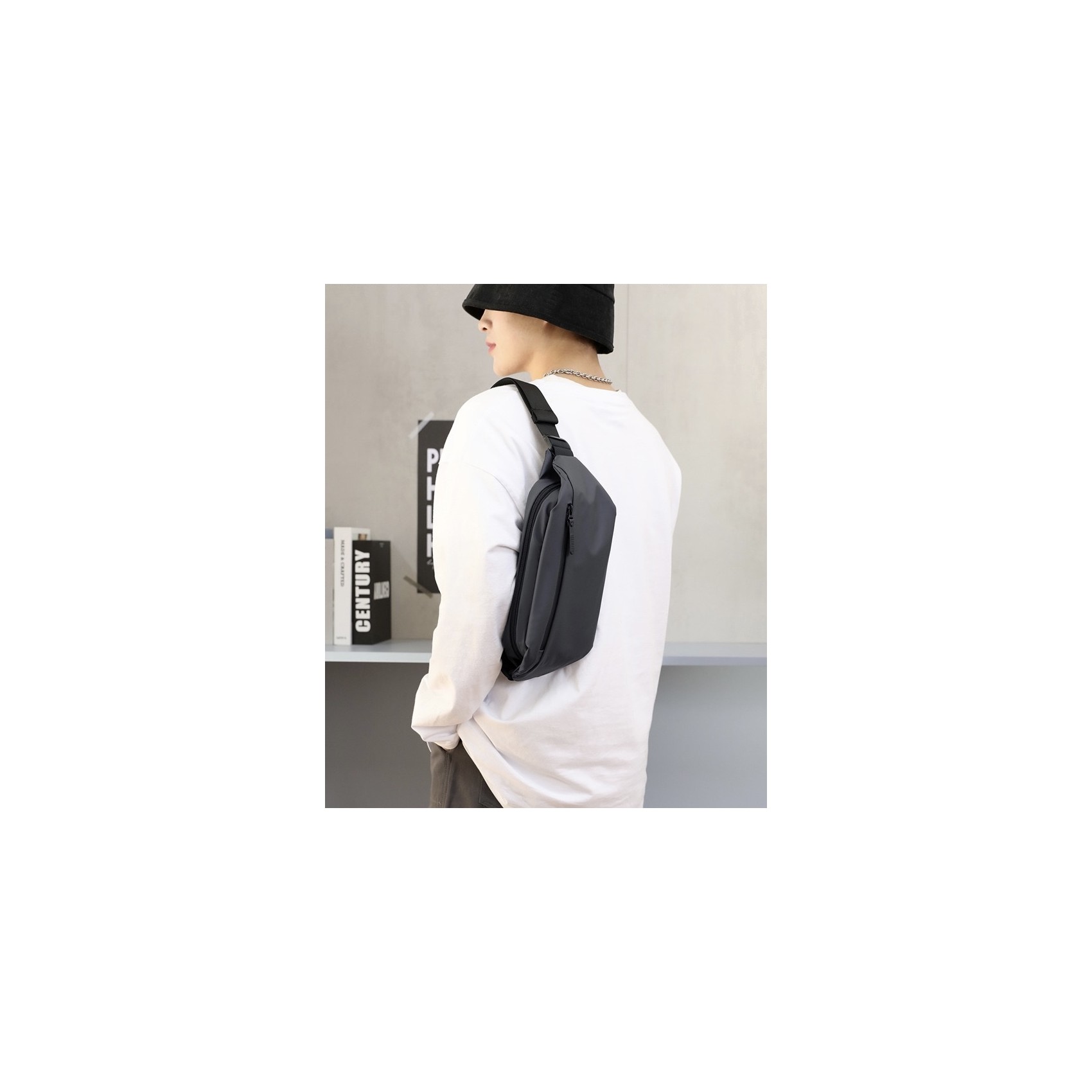 Сумка бананка на пояс сіра Vincent