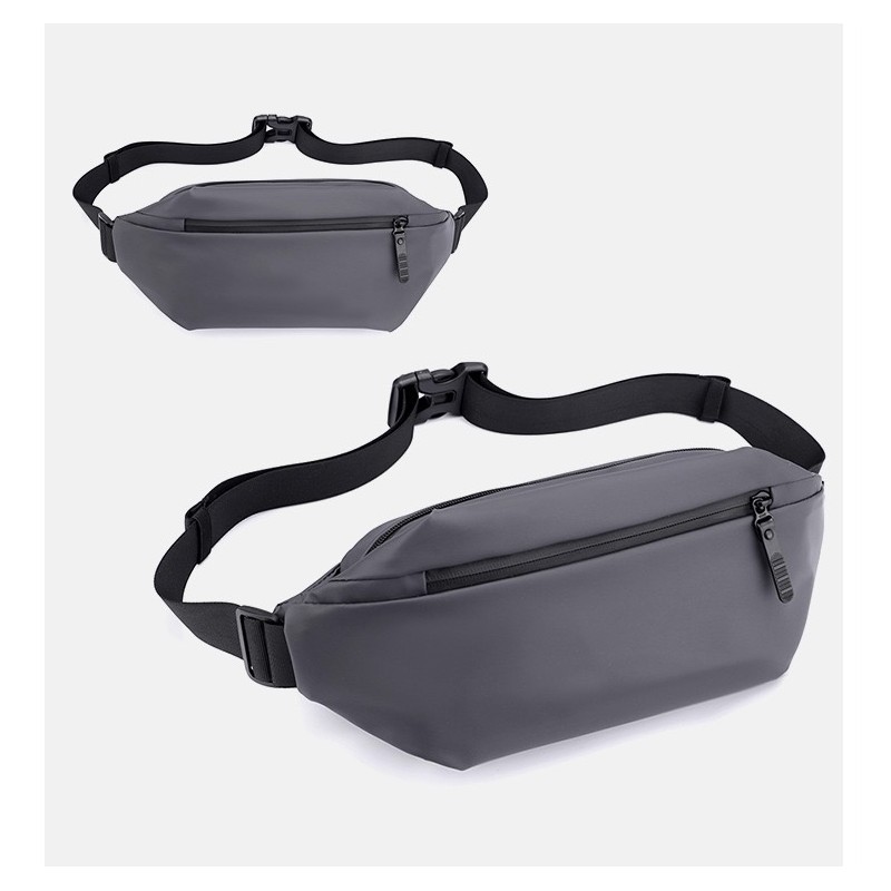 Сумка бананка на пояс серая Vincent - 4 фото