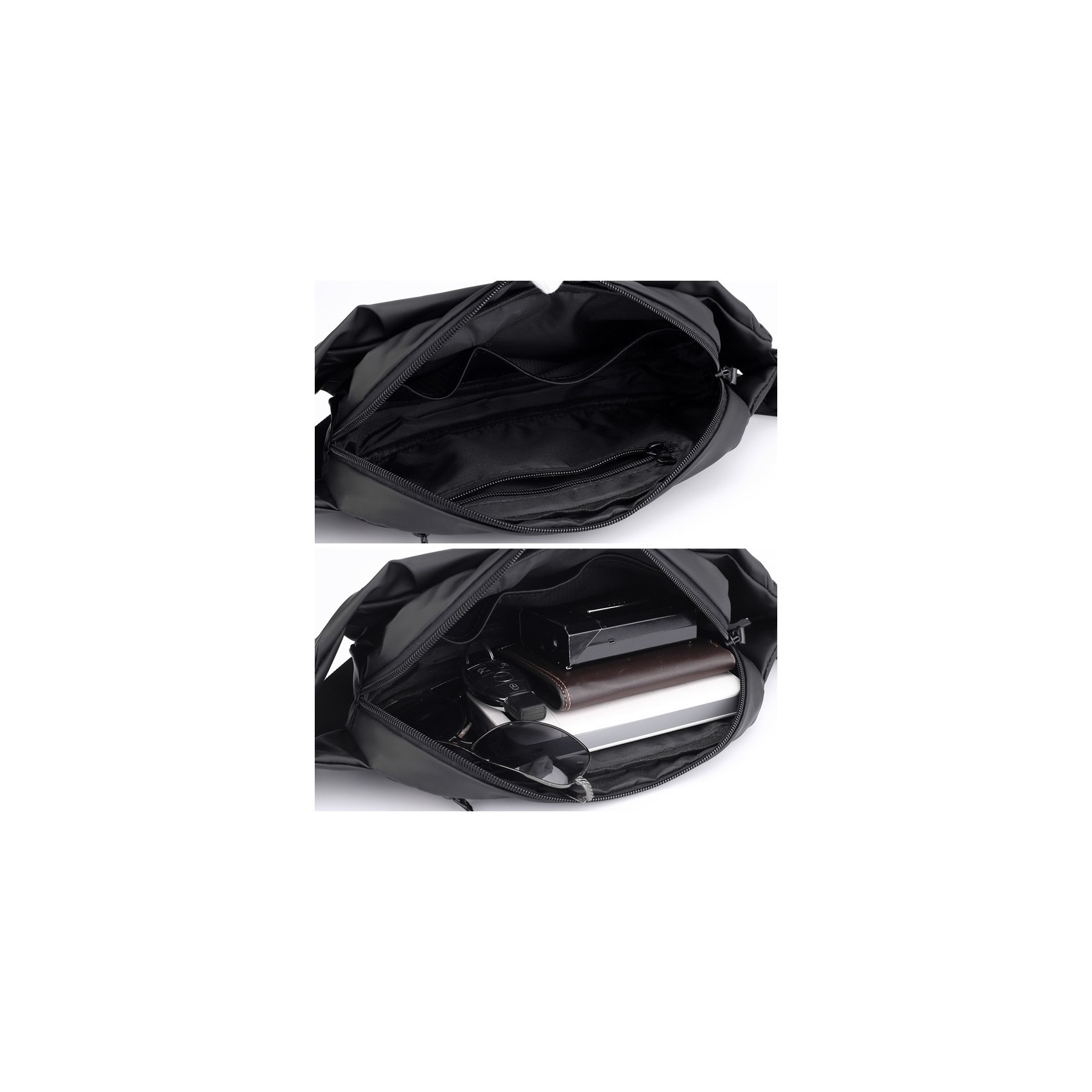 Сумка бананка на пояс чорна Vincent