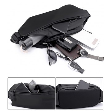 Сумка бананка на пояс чорна Vincent фото