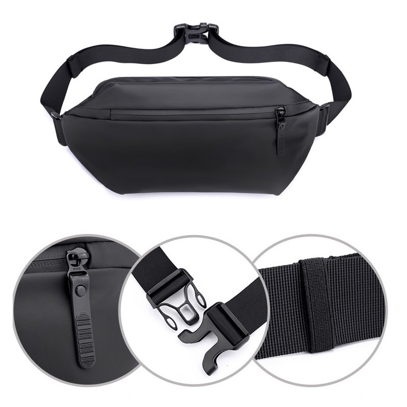 Сумка бананка на пояс черная Vincent - 9 фото