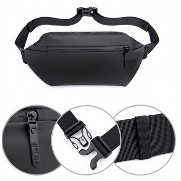 Сумка бананка на пояс чорна Vincent фото