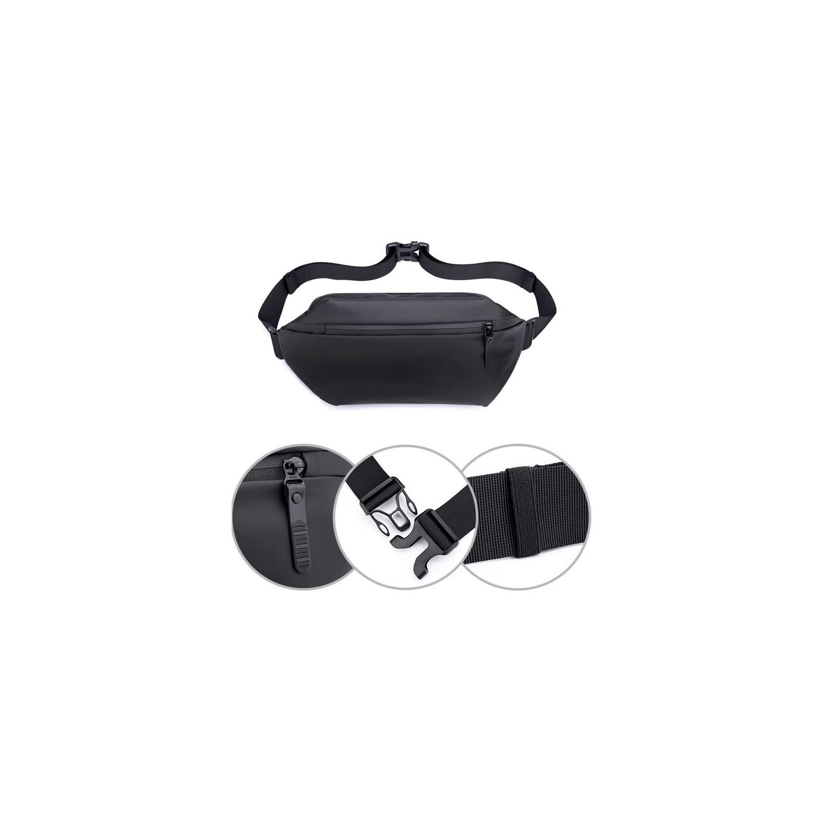 Сумка бананка на пояс чорна Vincent