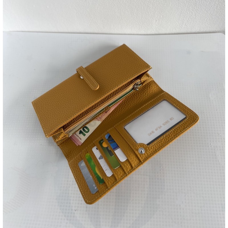 Жіночий шкіряний гаманець Vicki гірчичний - 9 фото