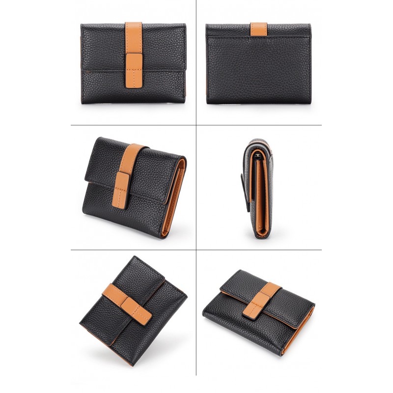 Жіночий шкіряний гаманець Kelly чорний - 2 фото