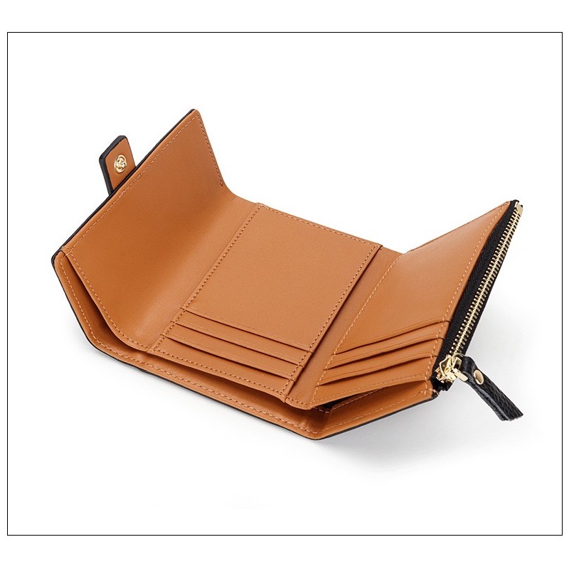 Женский кожаный кошелек Kelly черный - 4 фото