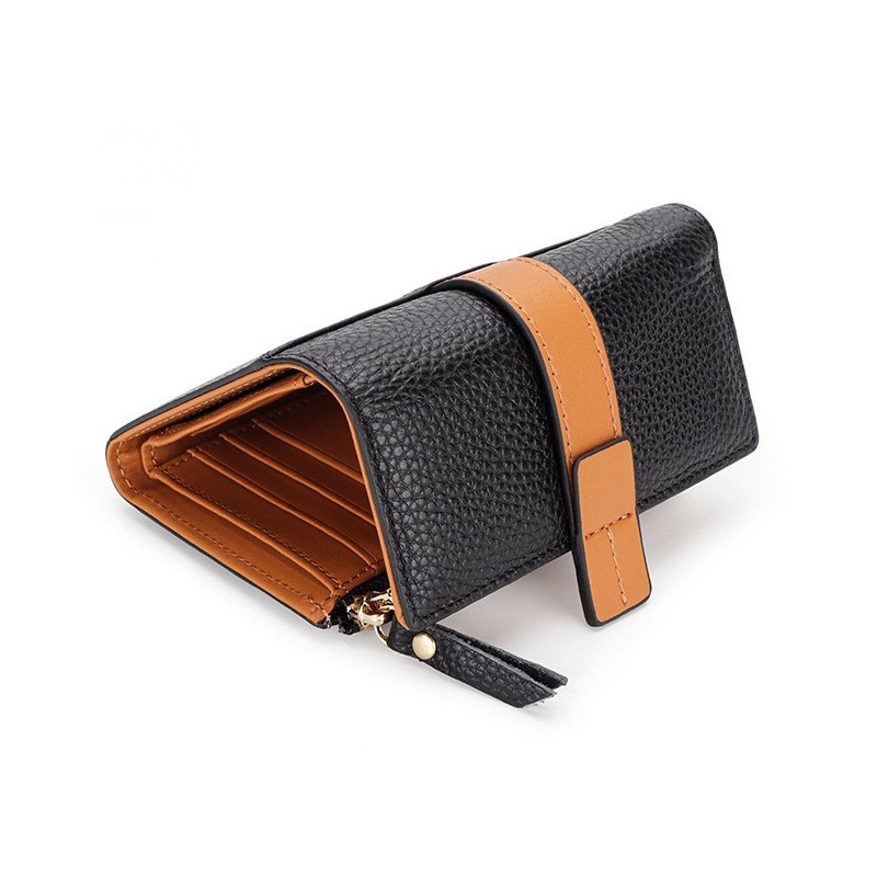 Женский кожаный кошелек Kelly черный - 6 фото