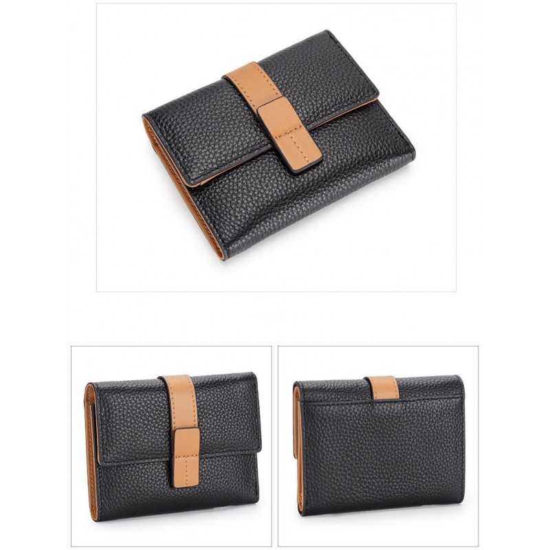 Женский кожаный кошелек Kelly черный - 7 фото