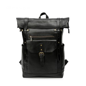 Мужской кожаный рюкзак Frederick черный: для города, офиса и путешествий