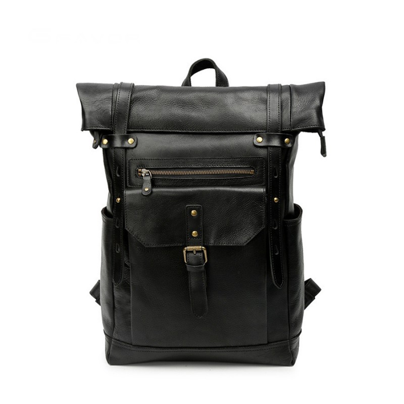 Чоловічий шкіряний рюкзак Frederick чорний для: міста, офісу та подорожей