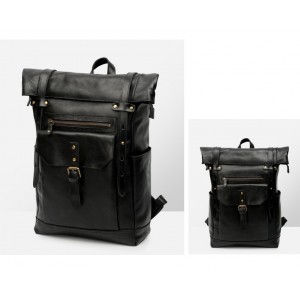 Чоловічий шкіряний рюкзак Frederick чорний для: міста, офісу та подорожей