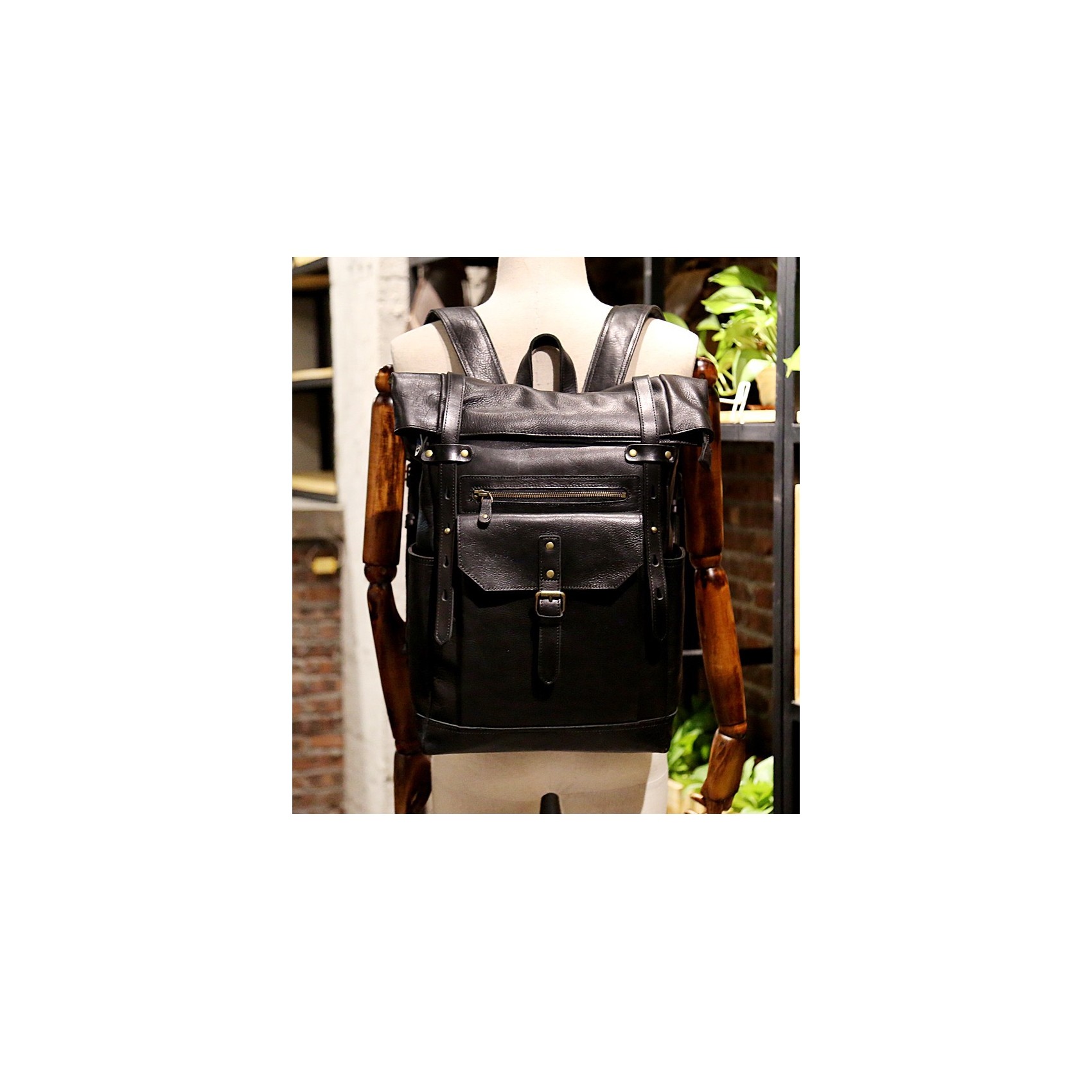 Мужской кожаный рюкзак Frederick черный: для города, офиса и путешествий
