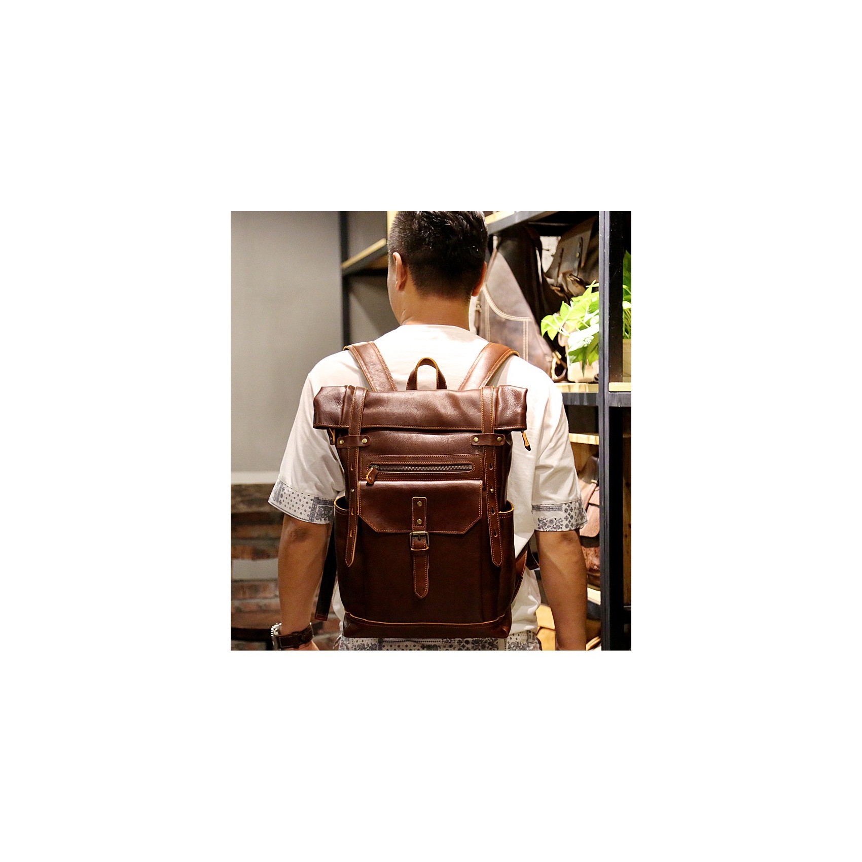 Чоловічий шкіряний рюкзак Frederick коричневий для: міста, офісу та подорожей