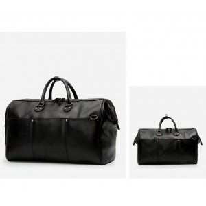 Мужская кожаная дорожная сумка Hubert черная