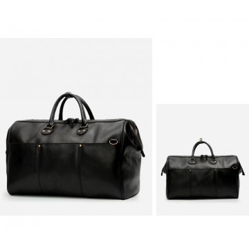 Мужская кожаная дорожная сумка Hubert черная фото