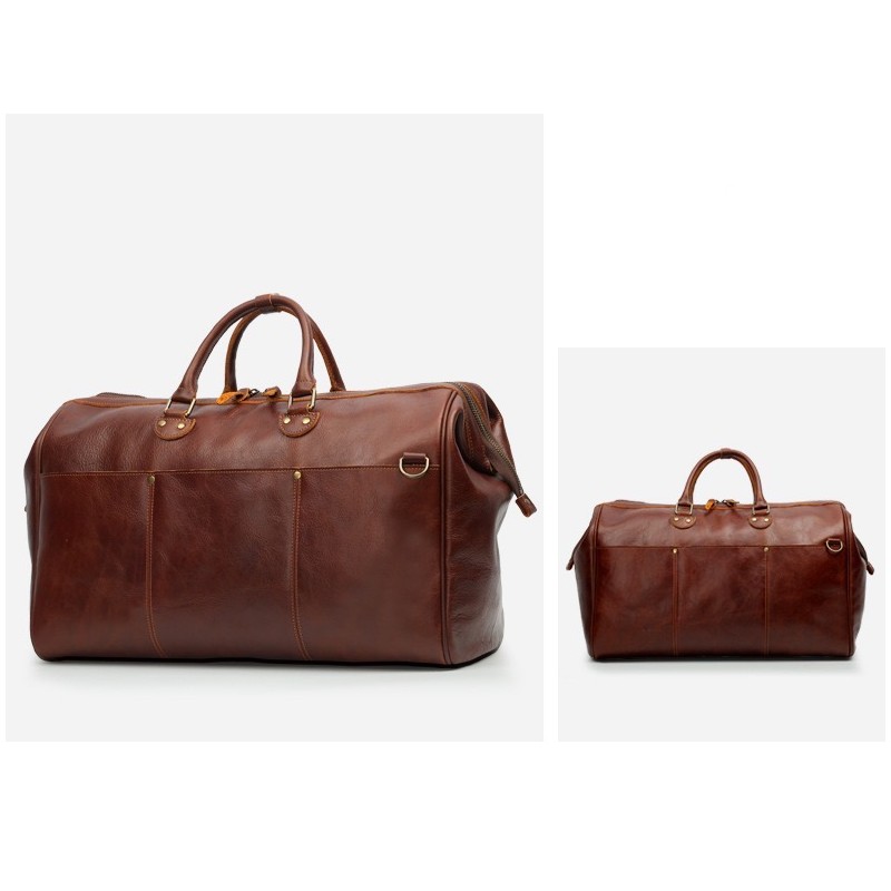 Мужская кожаная дорожная сумка Hubert коричневая - 1 фото