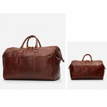 Мужская кожаная дорожная сумка Hubert коричневая фото
