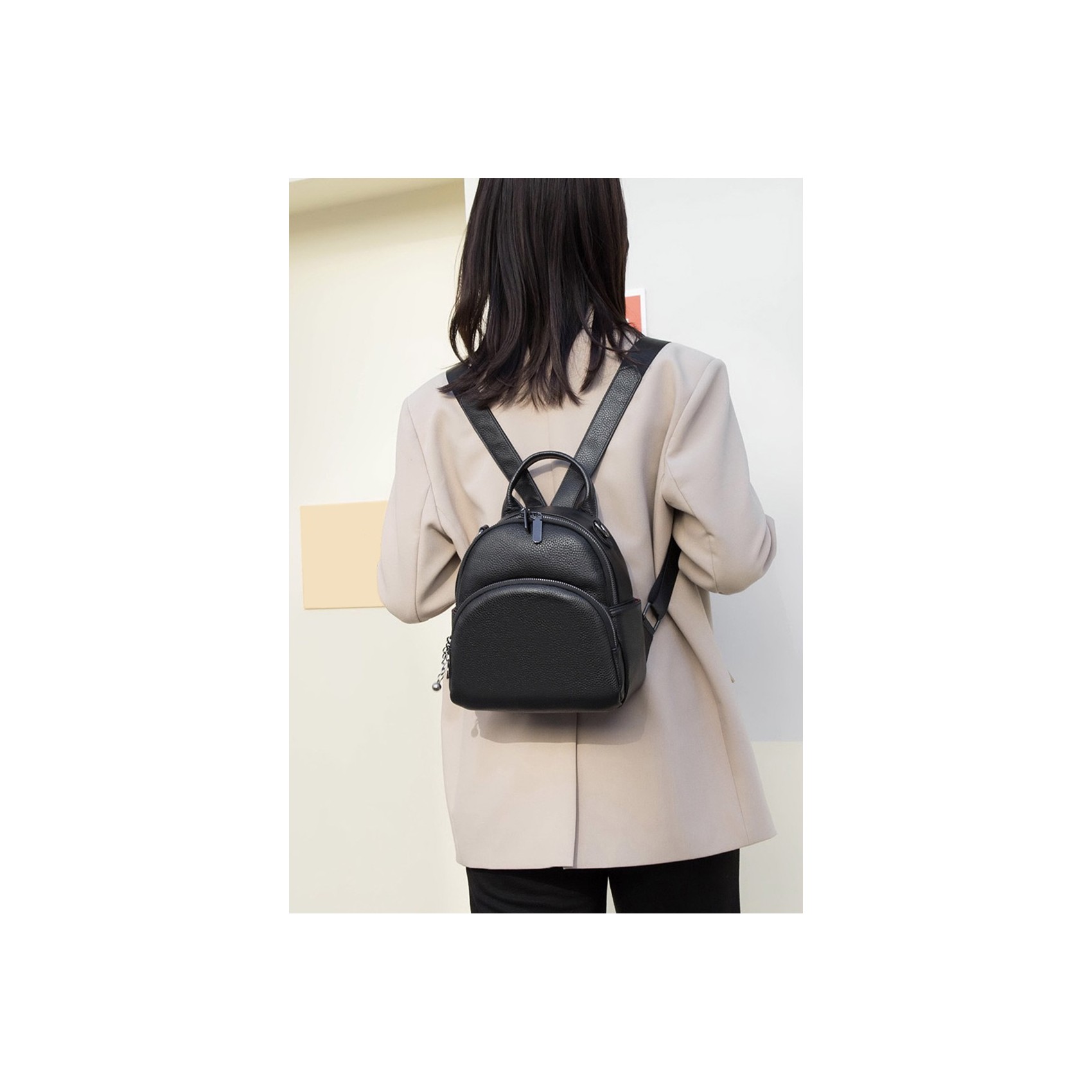 Женский кожаный рюкзак Glory черный