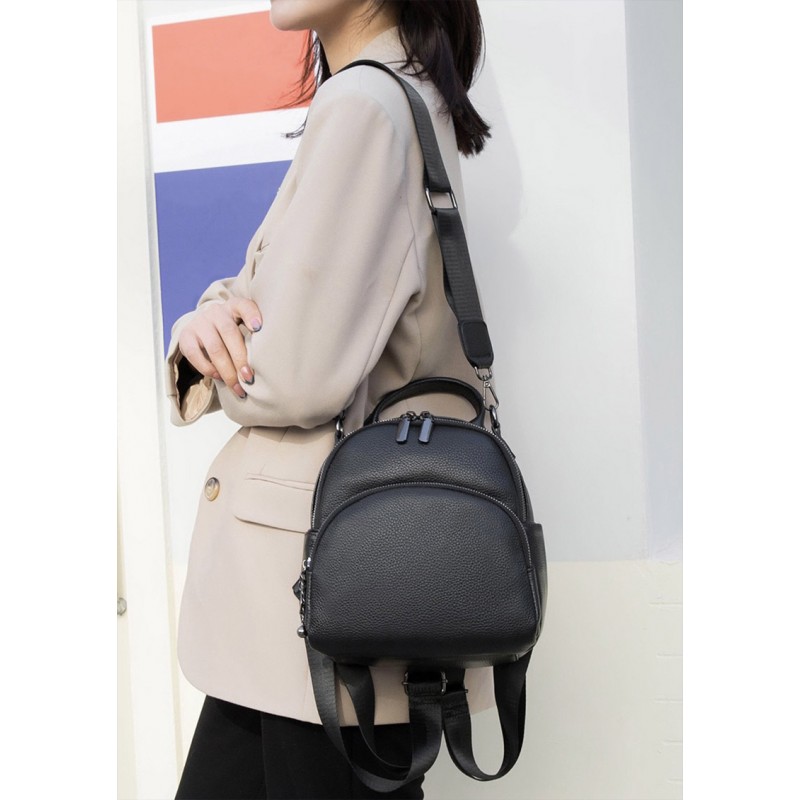 Жіночий шкіряний рюкзак Glory чорний - 2 фото