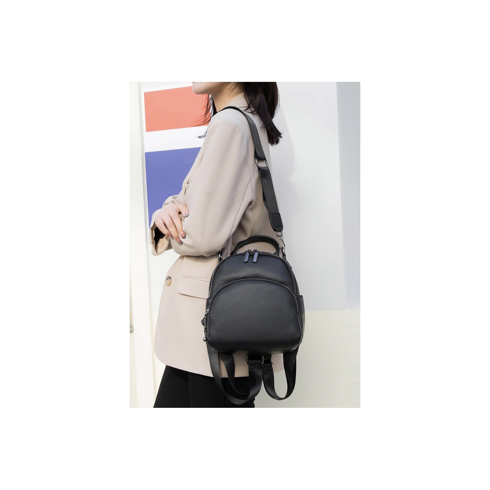 Женский кожаный рюкзак Glory черный