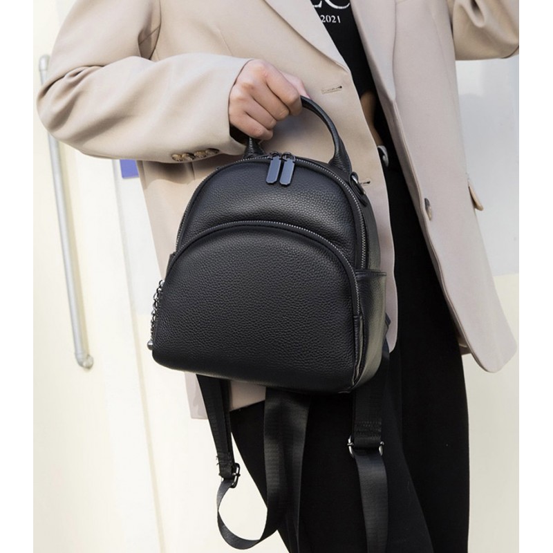 Жіночий шкіряний рюкзак Glory чорний - 3 фото