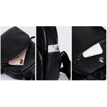 Жіночий шкіряний рюкзак Glory чорний фото