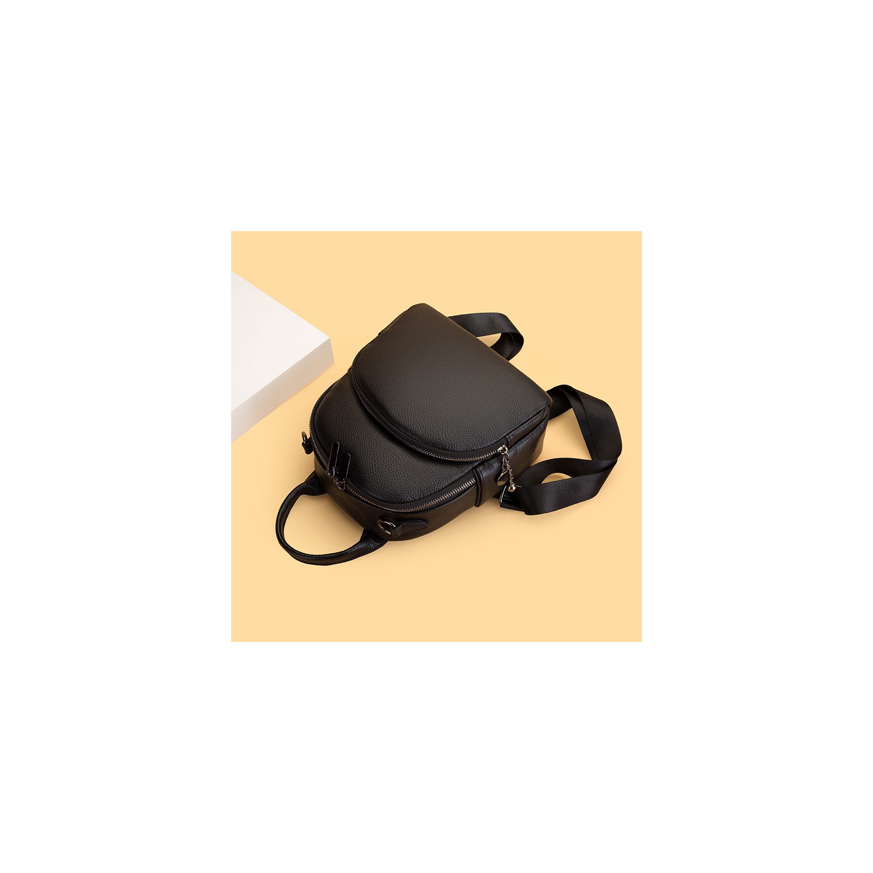 Женский кожаный рюкзак Glory черный