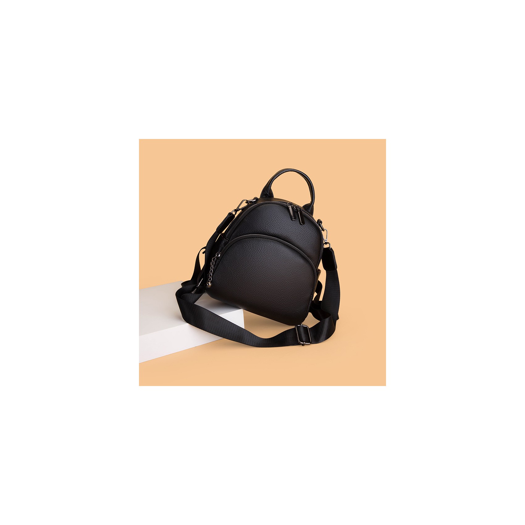 Женский кожаный рюкзак Glory черный