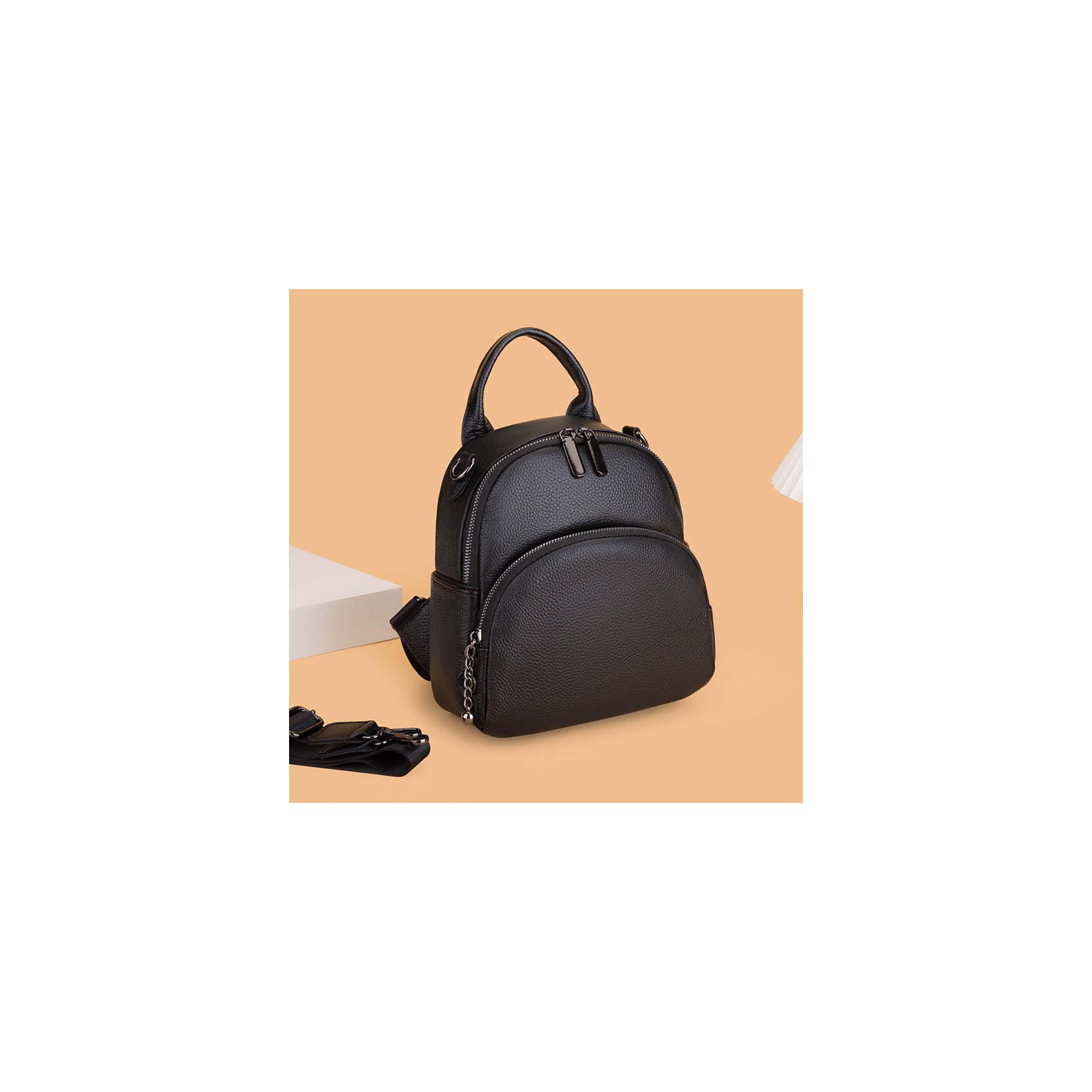 Женский кожаный рюкзак Glory черный