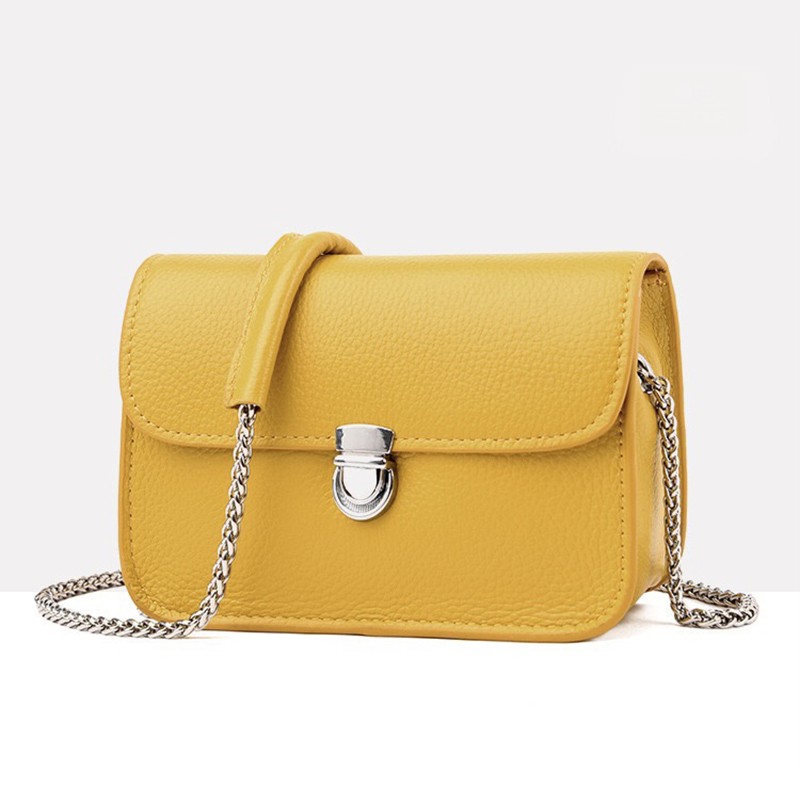 Женская кожаная сумка-клатч Erin желтая - 7 фото