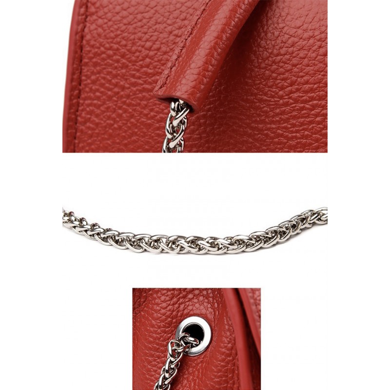 Женская кожаная сумка-клатч Erin красная - 10 фото