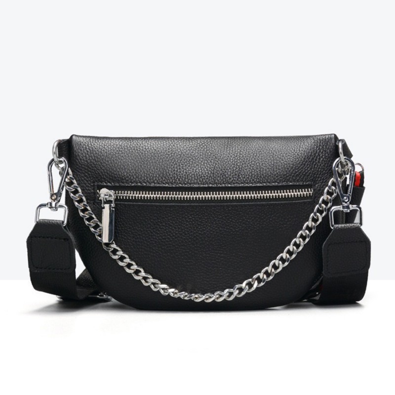 Жіноча шкіряна сумка бананка на плече Maureen чорна - 1 фото