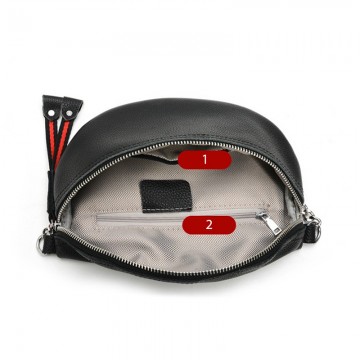 Женская кожаная сумка бананка на плечо Maureen черная фото