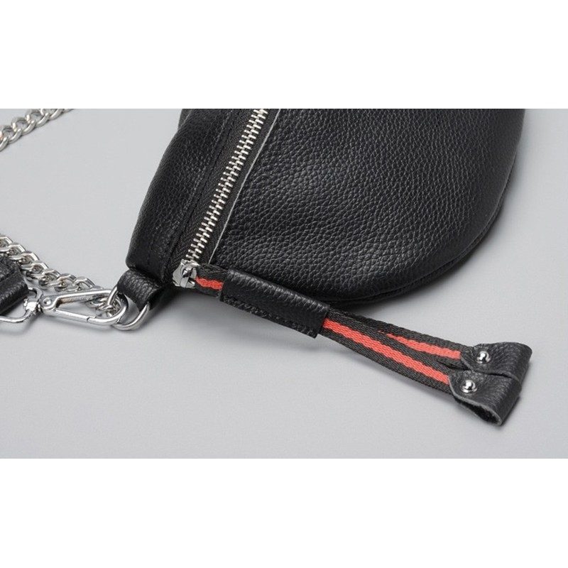 Жіноча шкіряна сумка бананка на плече Maureen чорна - 16 фото