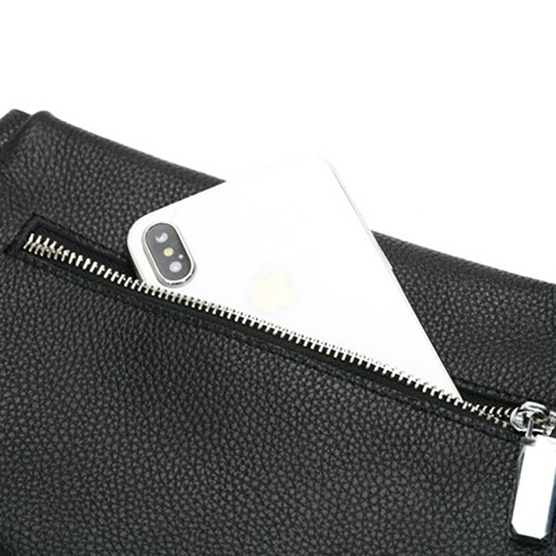 Жіноча шкіряна сумка бананка на плече Maureen чорна - 18 фото