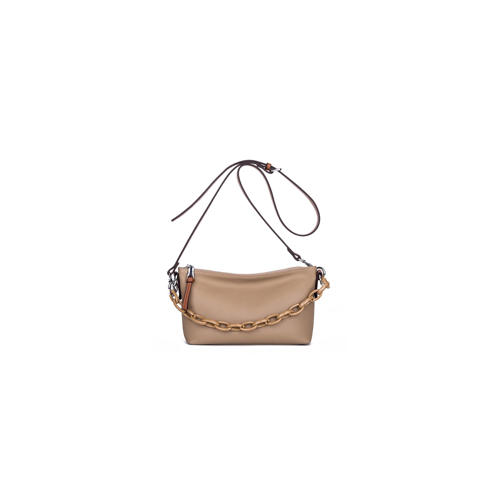 Женская кожаная сумка через плечо Molly светло-коричневая