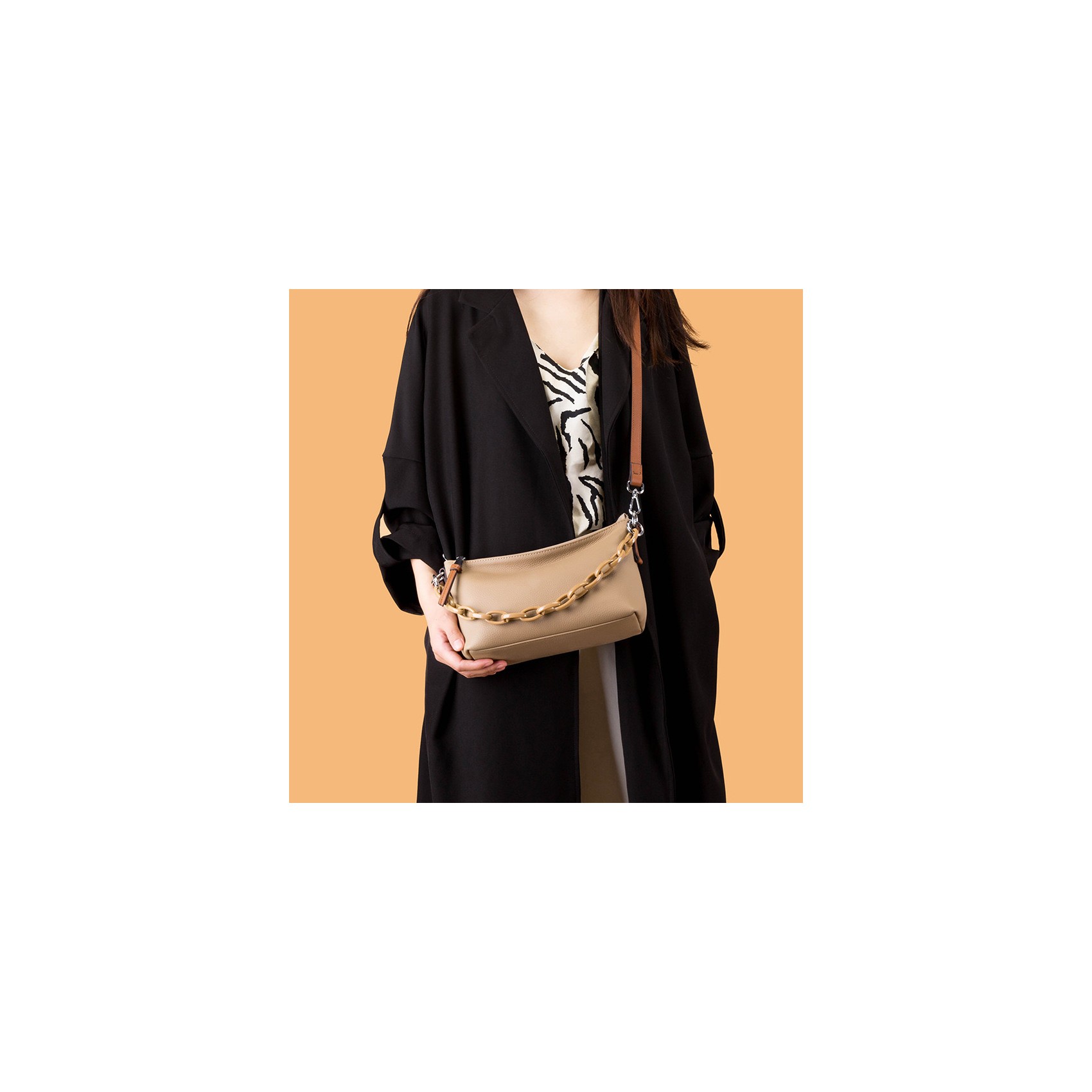 Женская кожаная сумка через плечо Molly светло-коричневая