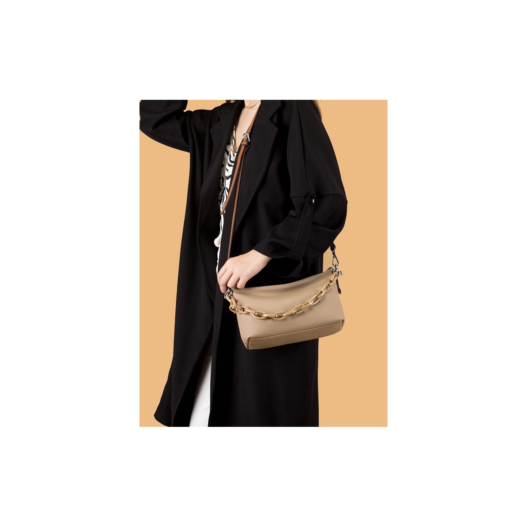 Женская кожаная сумка через плечо Molly светло-коричневая