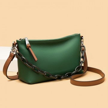 Жіноча шкіряна сумка через плече Molly зелена фото