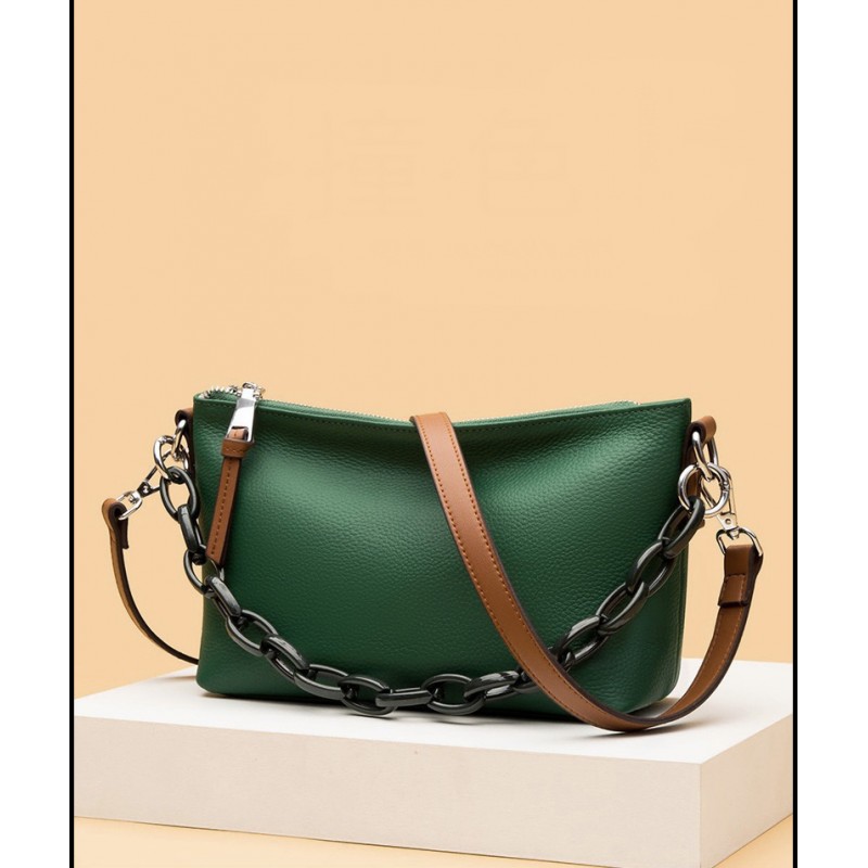 Женская кожаная сумка через плечо Molly зеленая - 4 фото